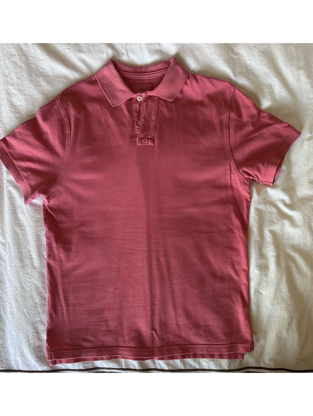 J. Crew Vintage Polo Shirt Men’s Medium Pink Garment Dyed Short Sleeve Cotton